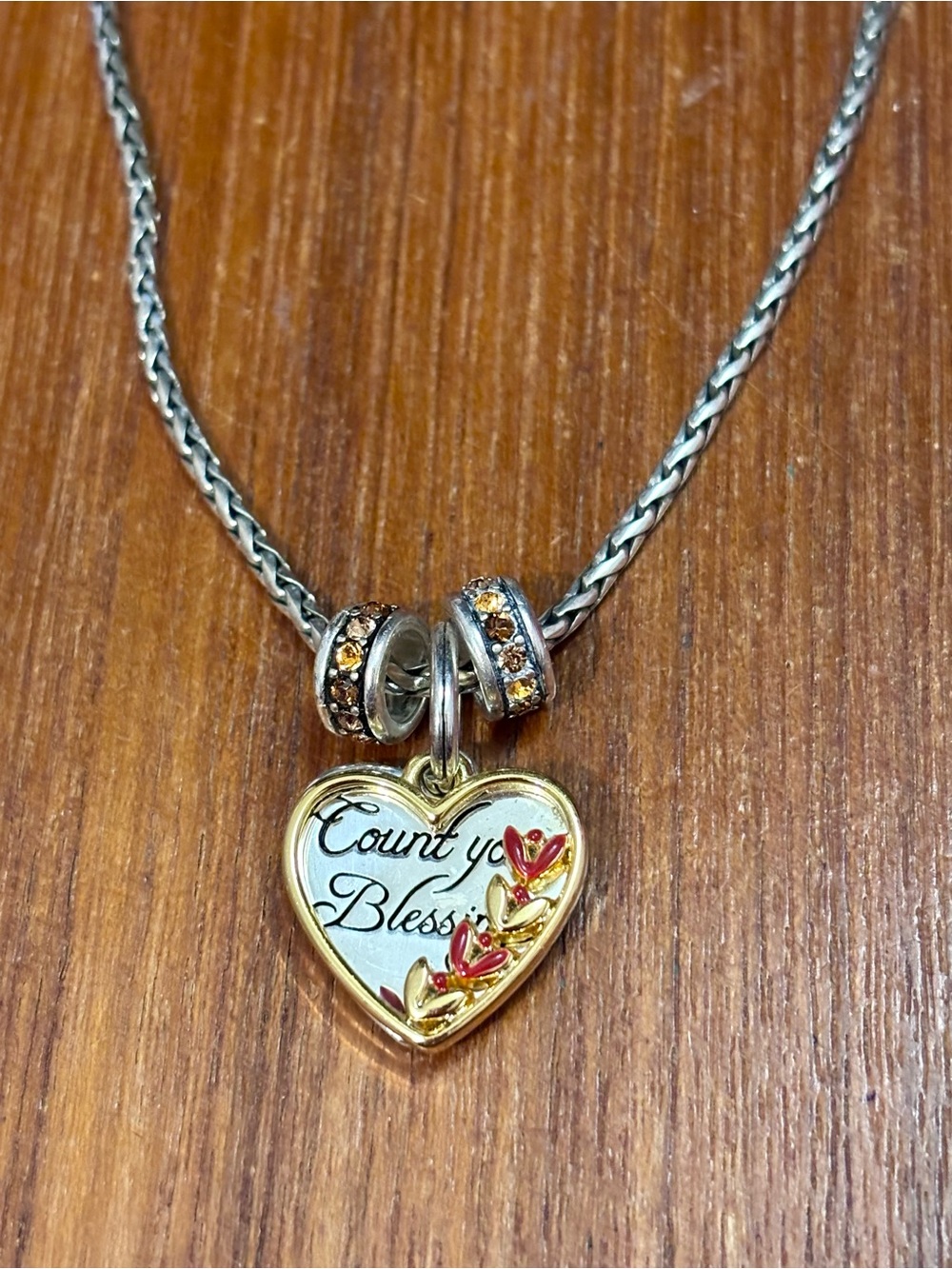 🦃Listing! Brighton Grateful charm Gold Silver Heart reads Count your Blessings - Picture 7 of 8